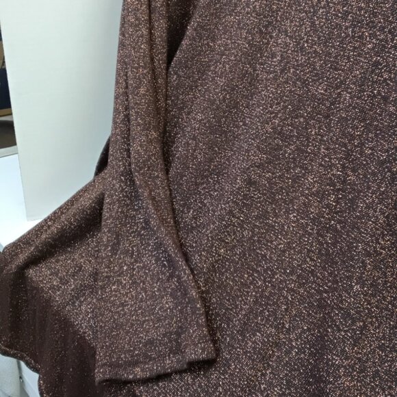Lane Bryant Holiday Design Collection Metallic Bronze Weaving Dark Brown Sweater - Picture 4 of 9